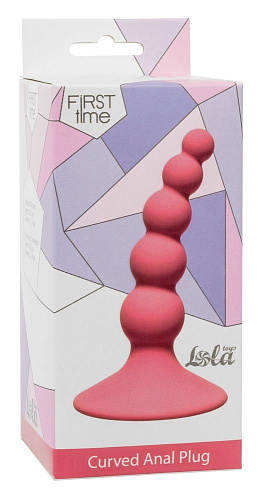 Розовая анальная пробка Lola toys Ribbed Plug Pink 4108-01Lola (10,5 см)