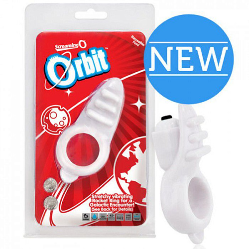 Белое кольцо на пенис с клиторальным стимулятором Screaming O ORBIT ORBT-110