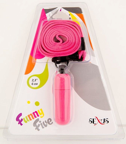 Розовая вибропулька с ремешком на шею Sexus 931010-3 (6 см)