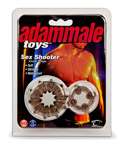 Комплект из 2 дымчатых эрекционных колец Topco Sales Adam Male Toys Sex Shooter Cock Rings 1486013