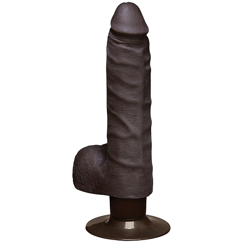 Коричневый вибромассажёр Doc Johnson The Realistic Cock ULTRASKYN Vibrating 7” Slim 1160-24-BX (22,1 см)
