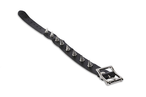 Чёрный узкий ошейник с шипами Пикантные штучки DP540