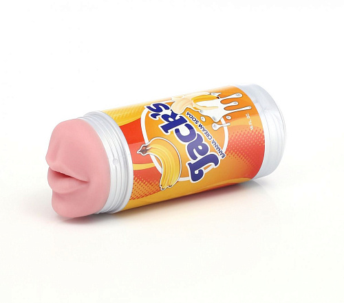 Мастурбатор-ротик оранжевого цвета в тубе-банке Fleshlight Banana Cream Soda FL789