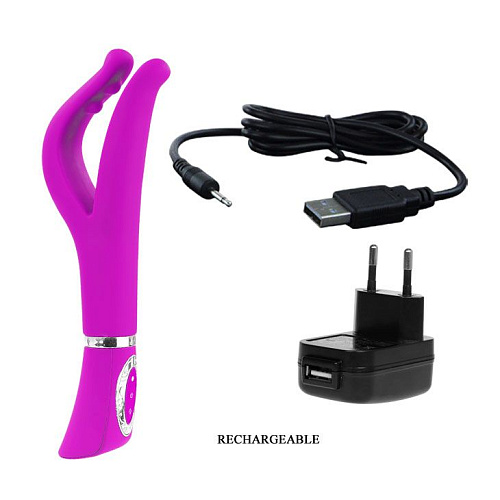 Лиловый многофункциональный силиконовый вибратор Baile Basil BI-014235 (25 см)