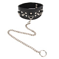 Чёрный ошейник с шипами и металлическим поводком-цепочкой Bior toys NTB-80358
