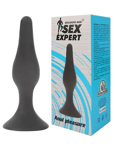Чёрная анальная пробка Bior toys Sex Expert SEM-55038 (13 см)