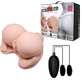 Реалистичная попка телесного цвета с 2 любовными тоннелями и вибрацией Baile BM-009115Z-1