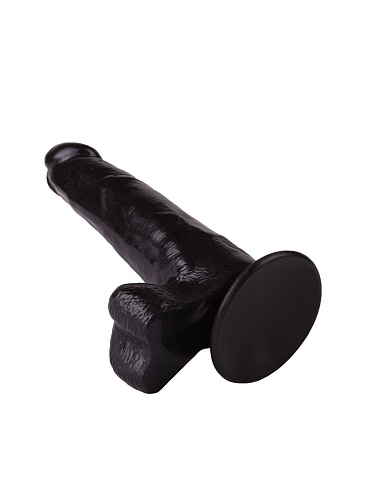 Фаллоимитатор с мошонкой на присоске чёрного цвета LOVETOY (А-Полимер) 401800 (16,5 см)