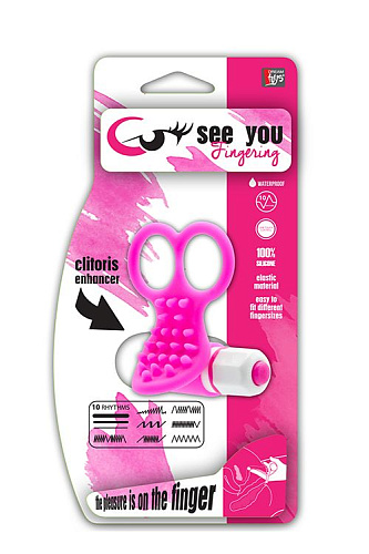 Розовый вибростимулятор с петлями для пальцев Dream Toys SEE YOU FINGERING PINK 21085