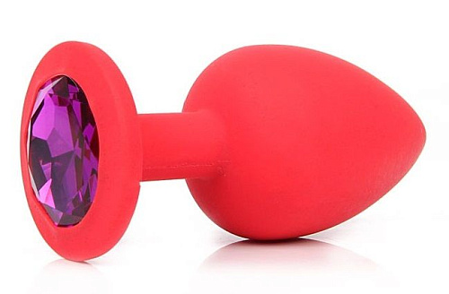 Красная силиконовая пробка с фиолетовым кристаллом Vandersex 122-3RF (9,2 см)