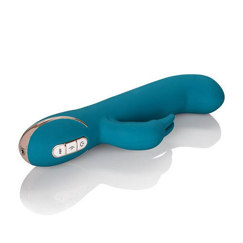 Бирюзовый вибратор с изогнутой головкой California Exotic Novelties Jack Rabbit Signature Silicone Rocking G Rabbit SE-0609-20-3 (20 см)