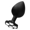 Чёрная анальная пробка с прозрачным кристаллом-клевером Shots Media BV Regular Lucky Diamond Butt Plug OU460BLK (7 см)