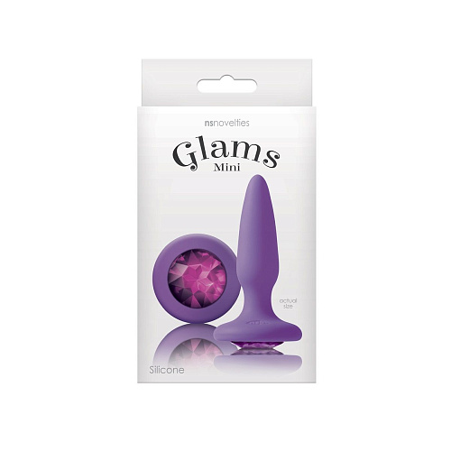 Фиолетовая анальная пробка с фиолетовым кристаллом NS Novelties Glams Mini Pink Gem NSN-0510-75 (8,4 см)
