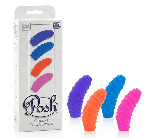 Набор (четыре насадки на палец из силикона) California Exotic Novelties Posh Silicone Finger Teasers Swirls SE-1706-15-3