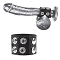 Чёрный ремень на член и мошонку BlueLine 1.5 Cock Ring With Ball Strap BLM3046