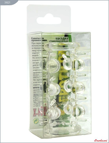 Сквозная разноцветная насадка с шипами и шишечками Eroticon 31021 (7,6 см)