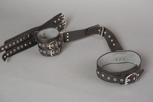 Кожаный комплект без подкладки для фиксации рук за спиной Подиум Р51-Б