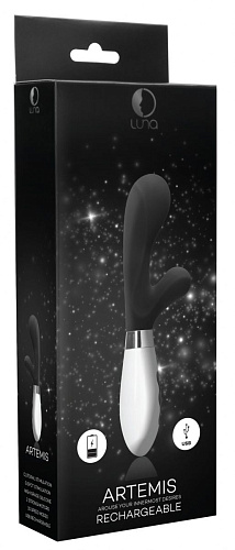 Чёрный вибратор-кролик Shots Media BV Artemis LUNA025BLK (21 см)