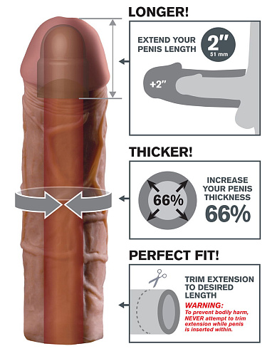 Коричневая насадка Pipedream Mega 2 Extension PD4114-29 (20,3 см)