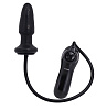 Чёрная анальная пробка с вибрацией и расширением Seven Creations Inflatable Plug 16-64BLK BX (12 см)