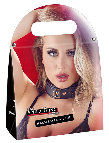 Чёрный кожаный ошейник с поводком Orion Leather Collar and Leash 20306671001