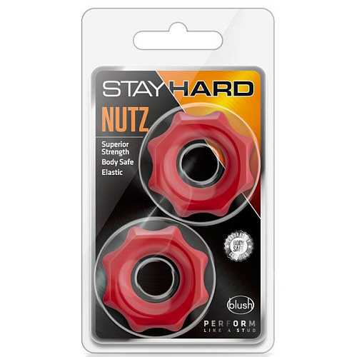 Набор из 2 красных фигурных эрекционных колец Blush Novelties NUTZ BL-09998
