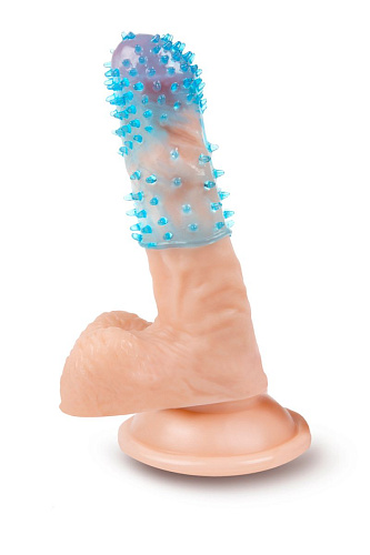 Голубая закрытая рельефная насадка на член Brazzers BRH006 (6 см)