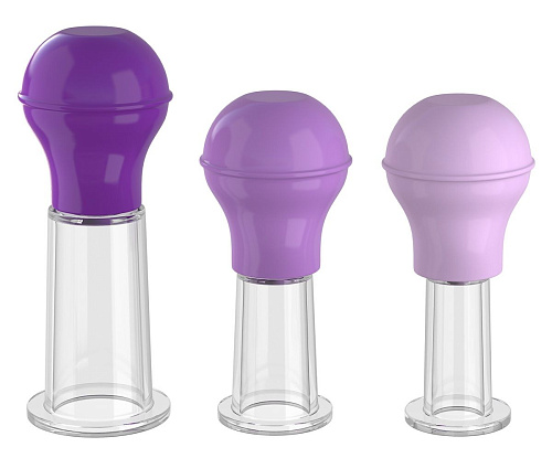 Набор из 3 мини помп-присосок для груди в фиолетовом цвете Pipedream Nipple Enhancer Set PD4960-12