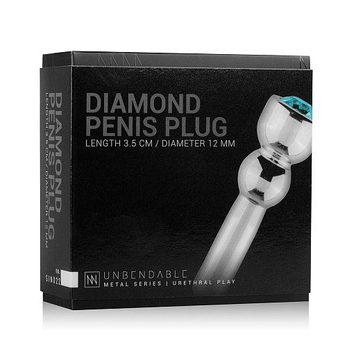 Серебристый уретральный стимулятор EDC Wholesale Sinner Penis Plug With Diamond SIN022