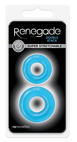 Набор из двух эрекционных колец голубого цвета NS Novelties Double Stack NSN-1111-77
