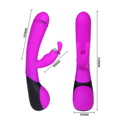 Лиловый вибратор со стимулятором-кроликом для клитора Baile Pretty Love BI-014261 (21 см)