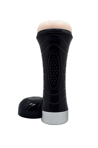 Мастурбатор телесно-чёрного цвета в колбе Xise XS-MA70001-E