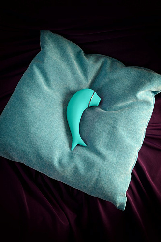 Бирюзовый вакуум-волновой стимулятор клитора с вибрацией ToyFa Dolphin 119002