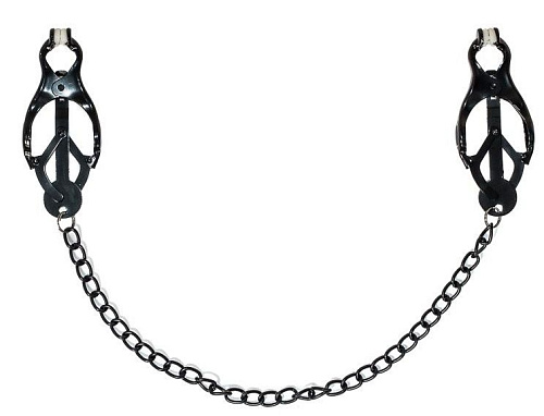 Чёрные зажимы на соски с цепочкой Lola toys Darkside 1136-01lola
