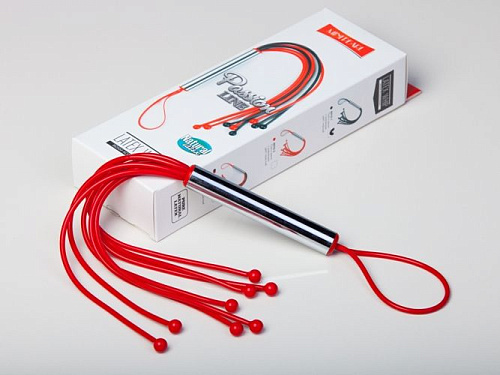 Красная резиновая плеть с 8 хлыстами Sitabella 6010-2 (35 см)