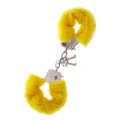 Жёлтые меховые наручники Dream Toys METAL HANDCUFF WITH PLUSH YELLOW 160026