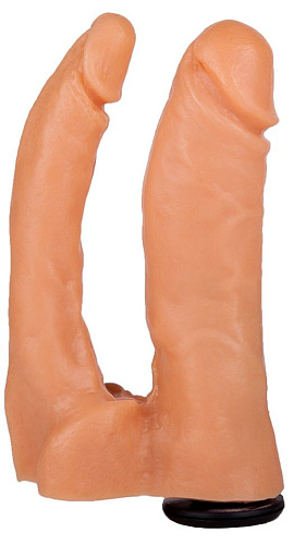 Двойная насадка телесного цвета для страпона Harness LOVETOY (А-Полимер) 201900 (15 см)