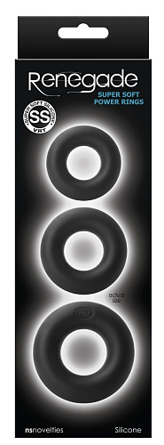 Набор чёрных колец из мягкого силикона NS Novelties Super Soft Power Rings NSN-1111-23