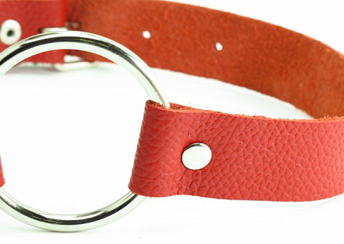 Красный кожаный кляп с кольцом БДСМ арсенал 60003ars