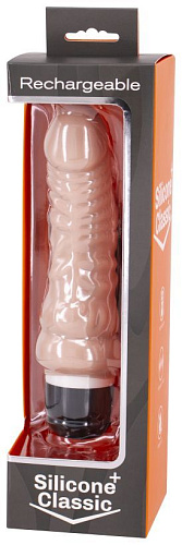 Телесный перезаряжаемый вибратор-реалистик Seven Creations MKB0272Y4PGAC (17,5 см)