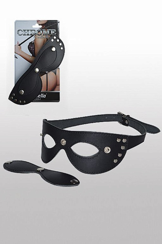 Чёрная кожаная маска с шорами Sitabella Chrome Collection 3083-1CH