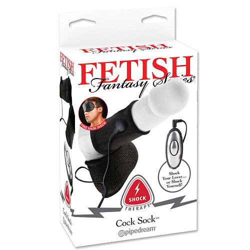 Чёрный электростимулятор для пениса и мошонки Pipedream Shock Therapy Cock Sock PD3724-08