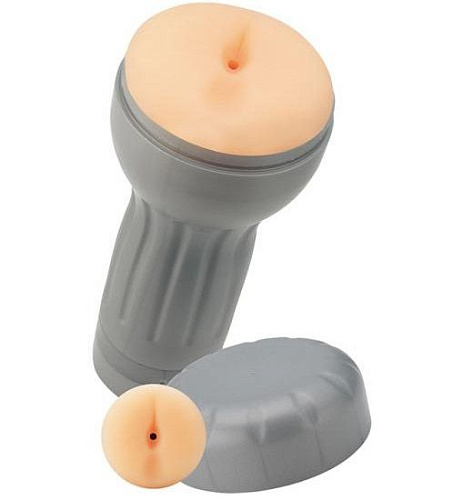 Мастурбатор-анус телесного цвета в серой колбе с вибрацией NMC Handy Humper Silky Anus 150161