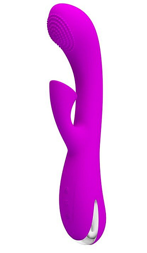 Лиловый вибратор с движущимся элементом и клиторальной помпой Baile Roy BI-014580 (20,5 см)