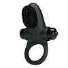 Чёрное эрекционное виброкольцо в клиторальной щеточкой Baile Vibrant Penis Ring II BI-210205