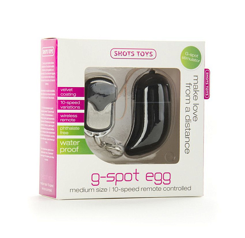 Чёрное радиоуправляемое виброяйцо Shots Media BV Vibrating G-spot Egg medium SHT088BLK