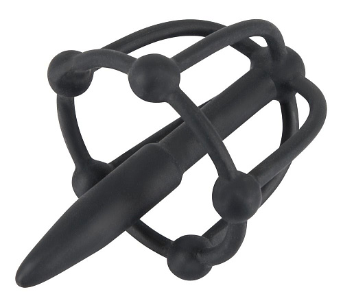 Чёрный силиконовый расширитель Orion Penis Plug with Glans Cage 05350520000