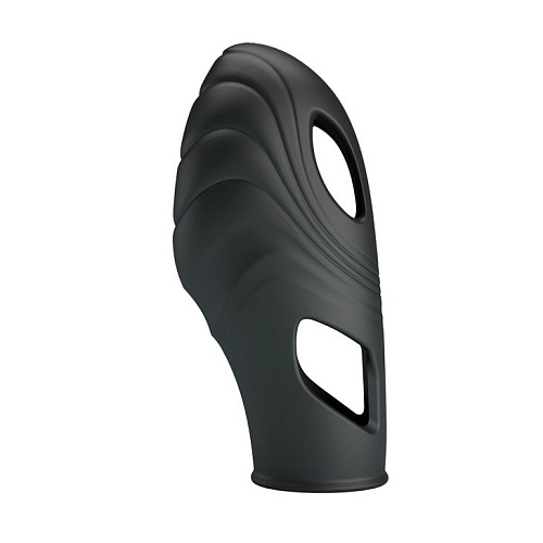 Чёрная рельефная вибронасадка на палец Baile Lich BI-014752