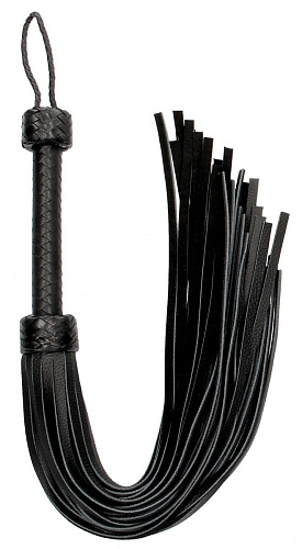 Чёрная многохвостая гладкая плеть Shots Media BV Heavy Leather Tail Flogger PAI005BLK (76 см)