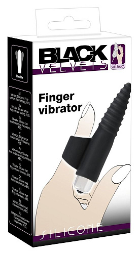 Чёрная вибронасадка на палец с винтовым наконечником Orion Finger Vibrator 05929780000 (10,5 см)